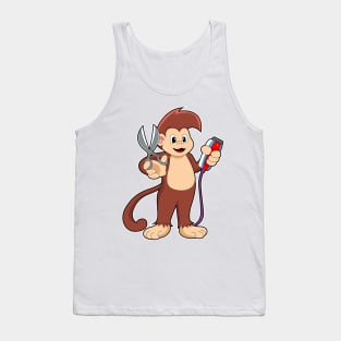 Monkey as Hairdresser with Scissors & Razor Tank Top